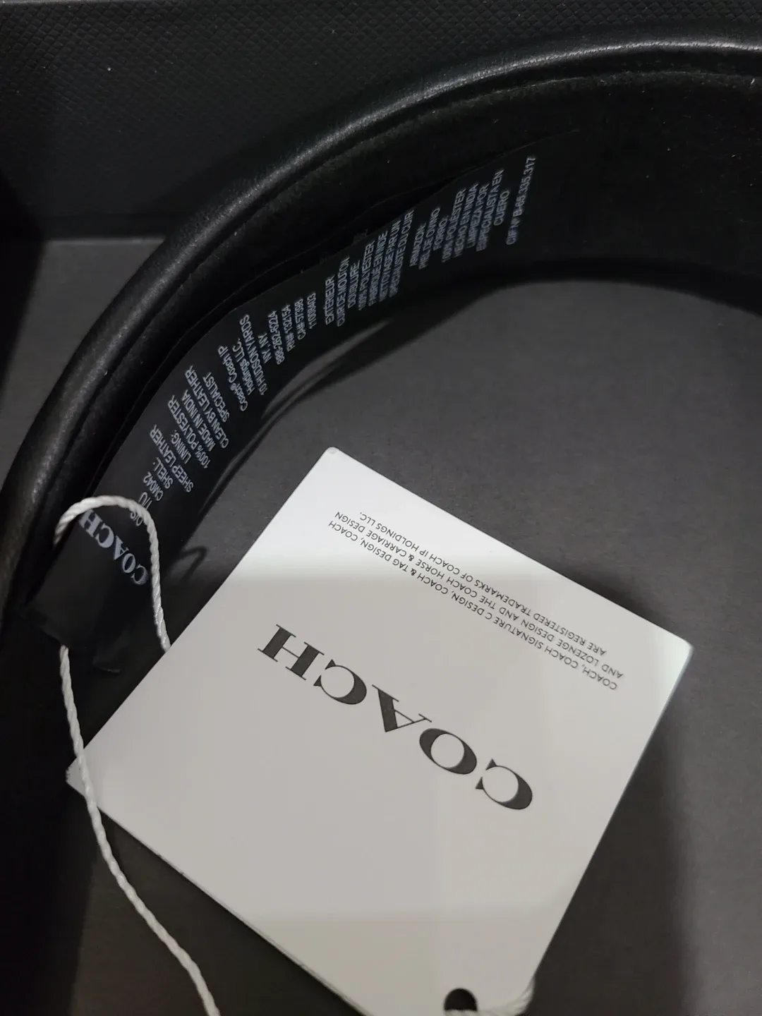 Coach Black Leather Headband - New with Box image indicator(3)