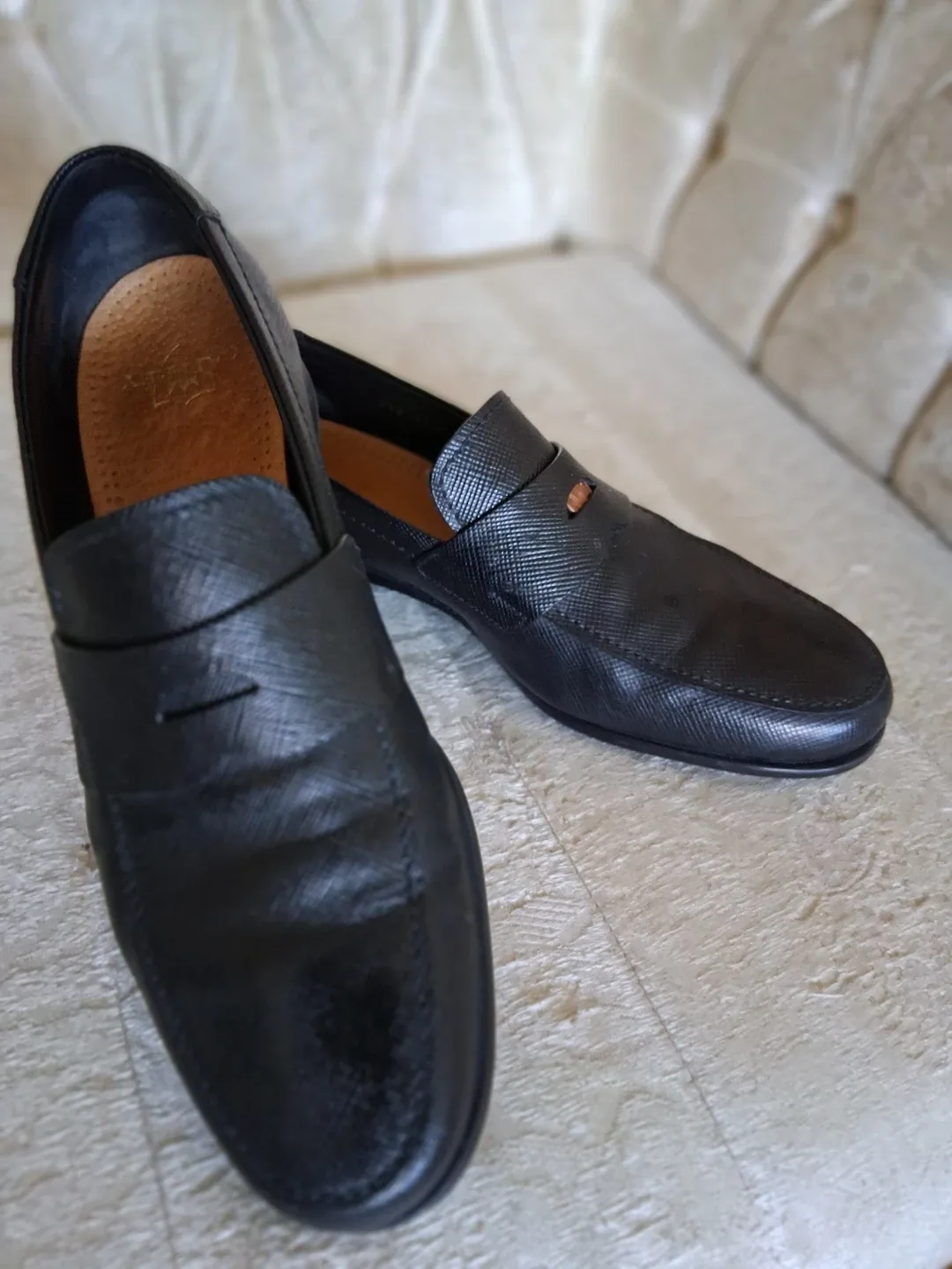 Prada Milano Black Leather Loafers, Size 8.5 image indicator(2)