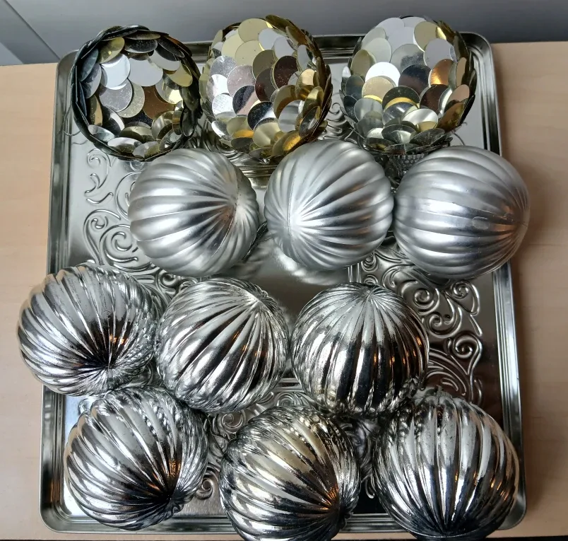 Silver Christmas Ornaments available. FIRM PRICE.