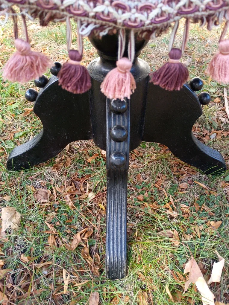 Antique Striped Upholstered Ottoman Footstool image indicator(5)