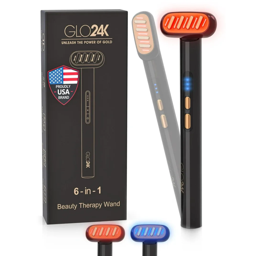 NIB GLO24K 6-IN-1 LED Beauty Therapy Wand image indicator(9)