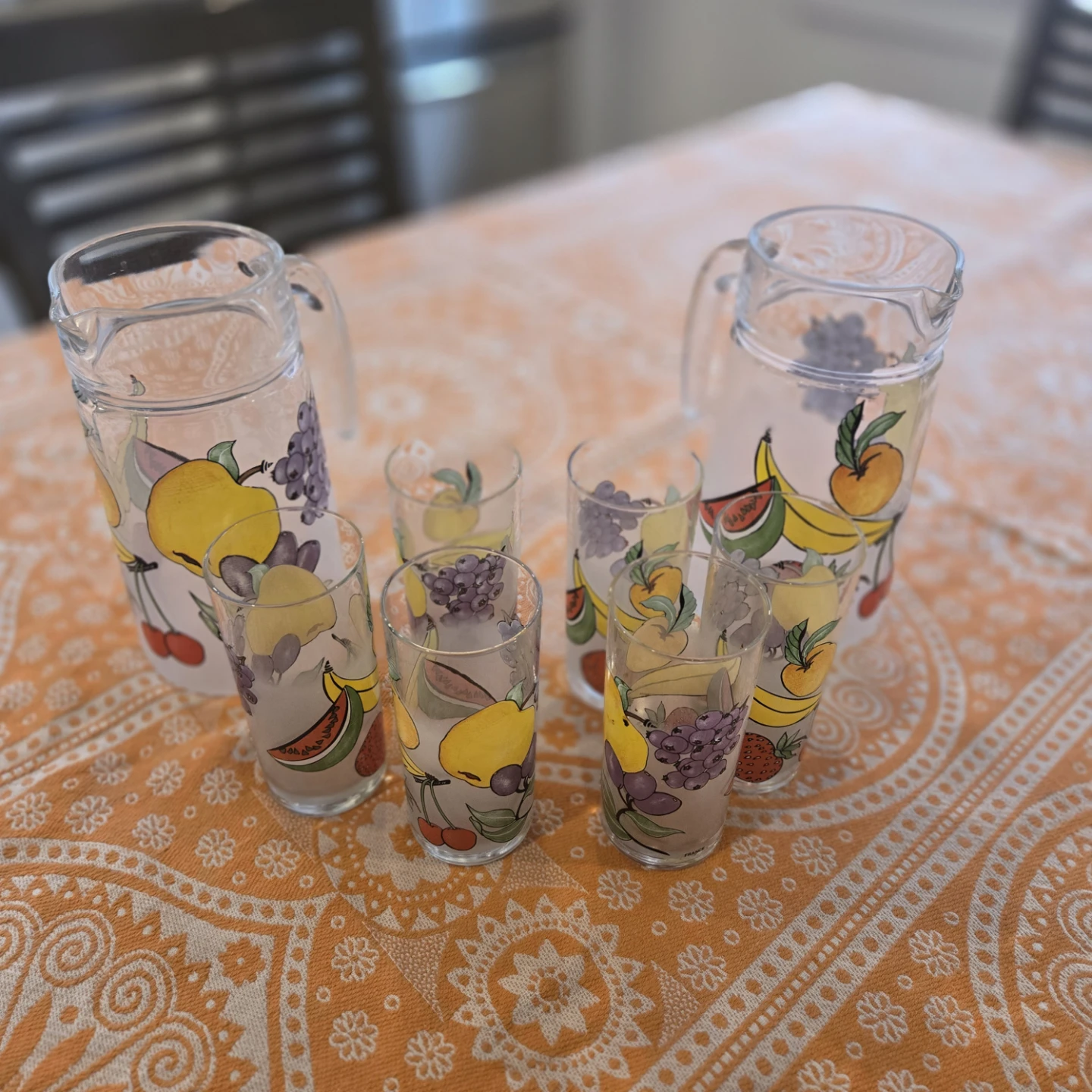 Vintage "Darlington Frosted Fruit" (8)piece Jugs & Juice Glasses - photo 4