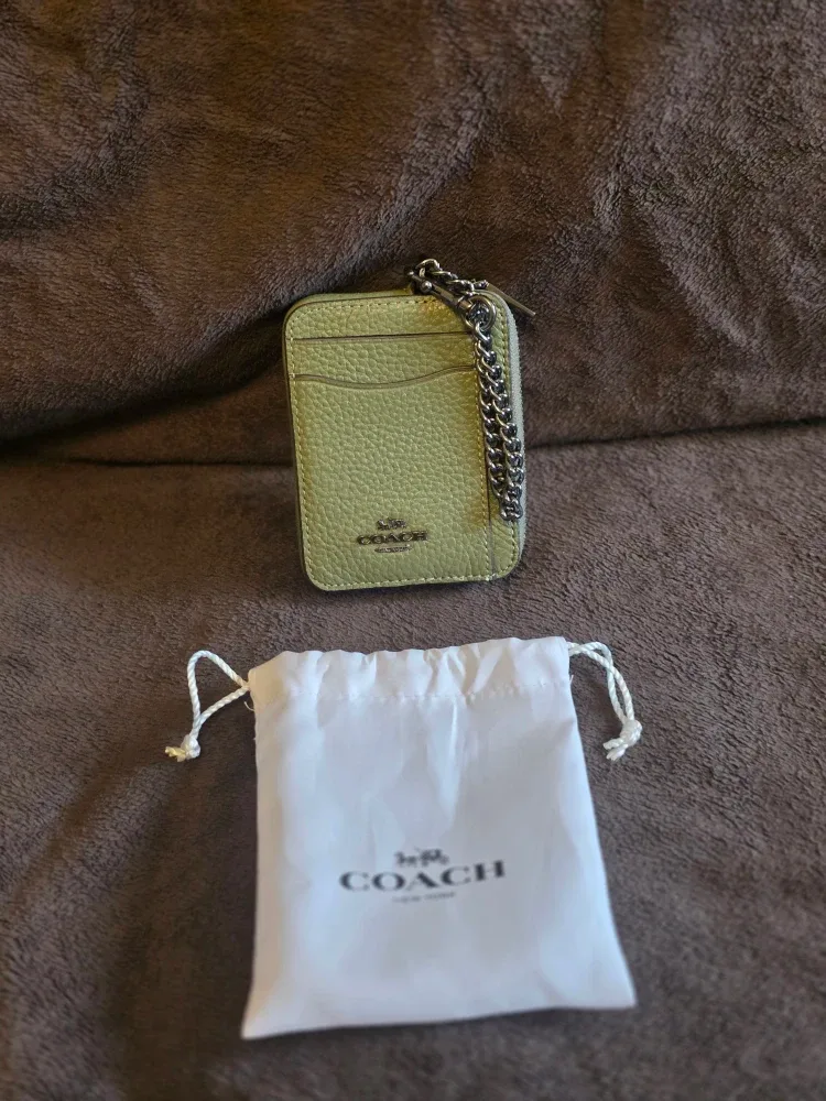 Coach Zip Card Case Wallet - Military Green