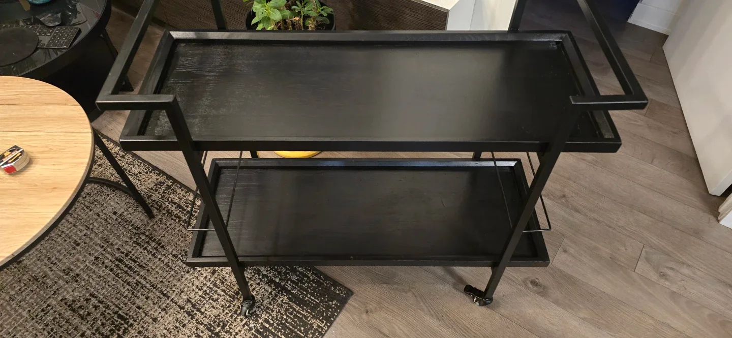 Black Bar Cart with Wheels