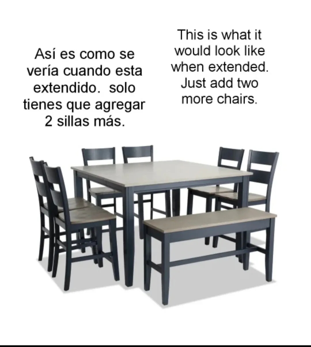 Extendable Dining Table with 4 Chairs & Bench image indicator(8)