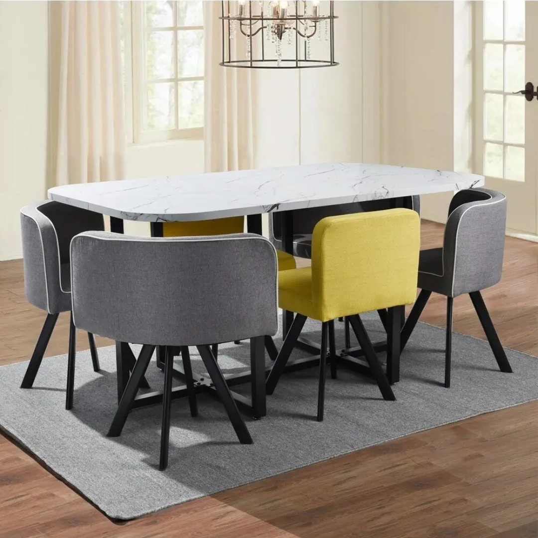 FurnitureR Set of 7 Modern Dining room table image indicator(2)