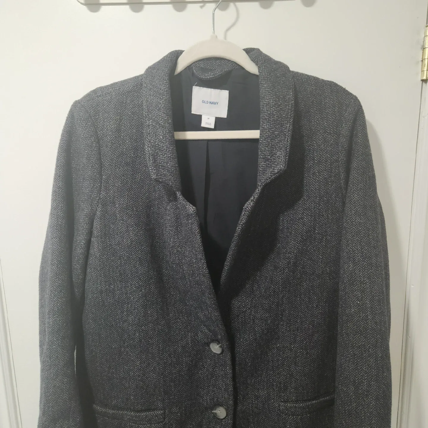 Old Navy Grey Herringbone Wool Blend Coat image indicator(2)