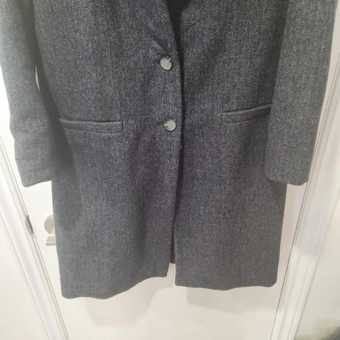 Old Navy Grey Herringbone Wool Blend Coat image indicator(3)