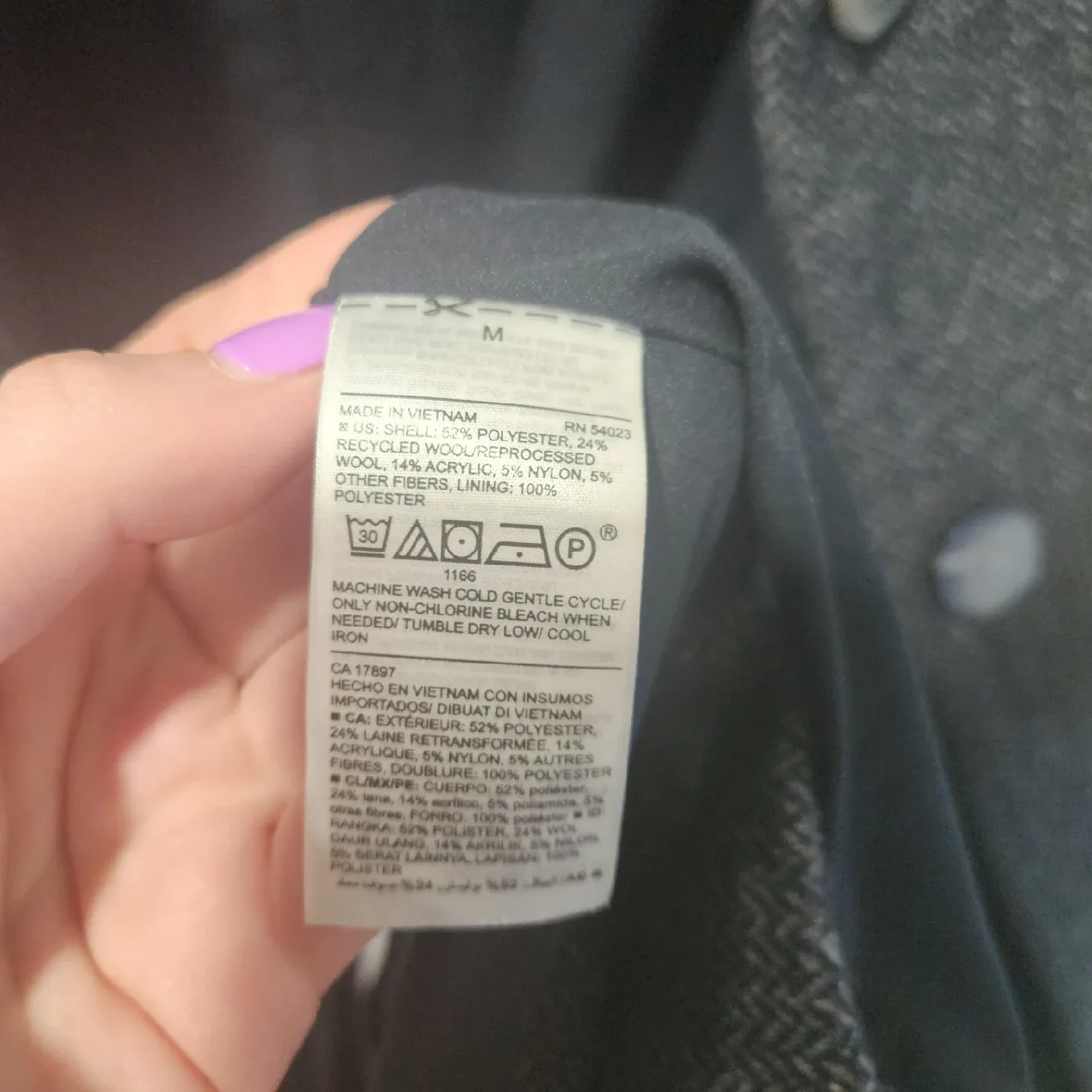 Old Navy Grey Herringbone Wool Blend Coat image indicator(8)