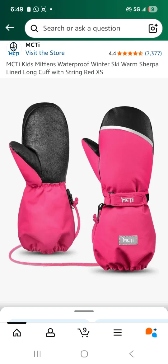 Waterproof Winter Mittens - Pink Small