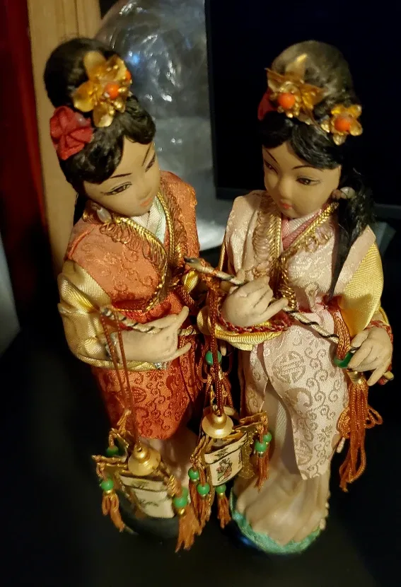 Vintage Asian Dolls Pair very detailed
