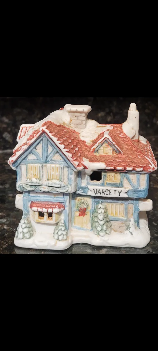 Vintage Ceramic Village House Candle Holder