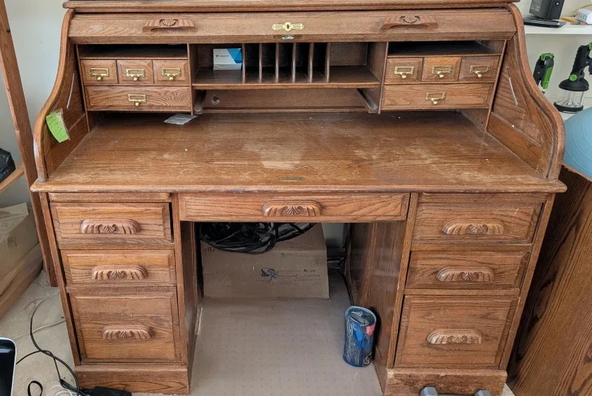 Roll Top Wooden Desk