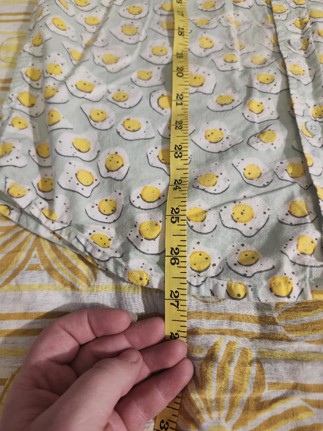 Yellow and white egg print mens button-up shirt - photo 5
