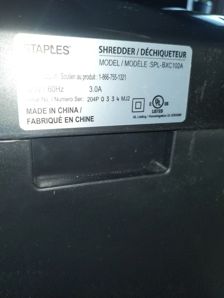 Staples SPL-BXC102A Shredder image indicator(3)