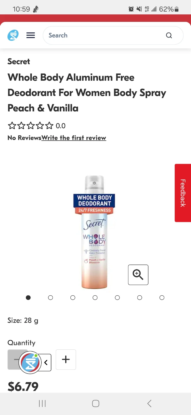 Secret Whole Body Peach Deodorant Sample with Coupon (Brand New)