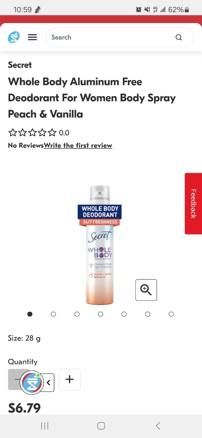 Secret Whole Body Peach Deodorant Sample with Coupon (Brand New) thumbnail