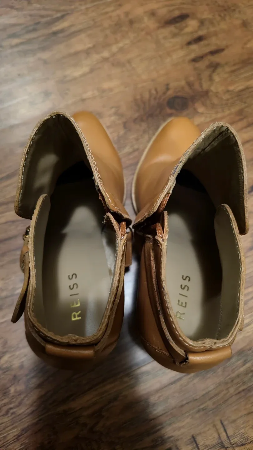 Reiss Tan Leather Ankle Boots, Size 37 image indicator(2)