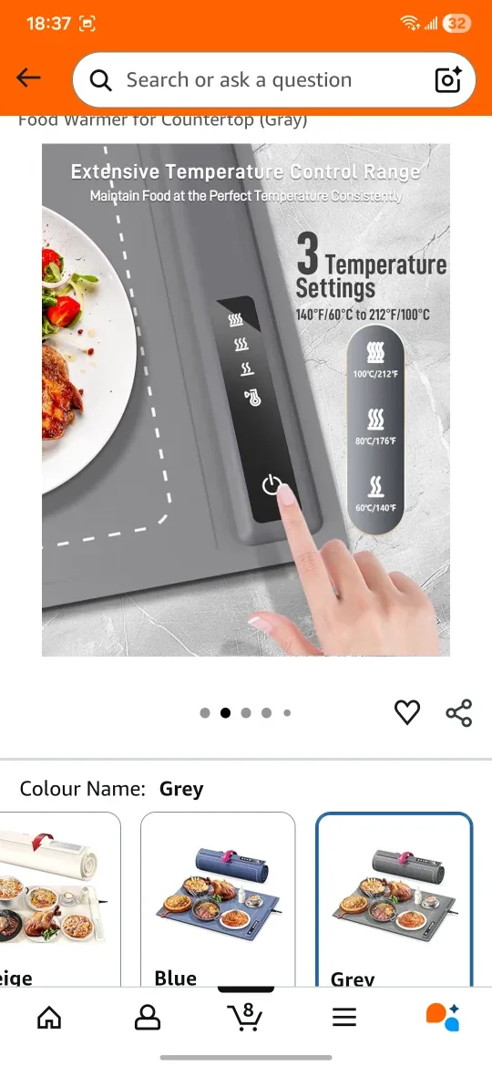 BetschKim Food Warming Mat - Grey image indicator(4)