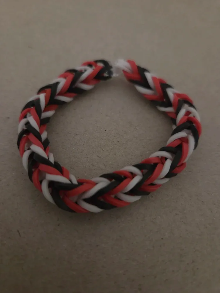 Handmade Loom Bracelet - Red, Black & White