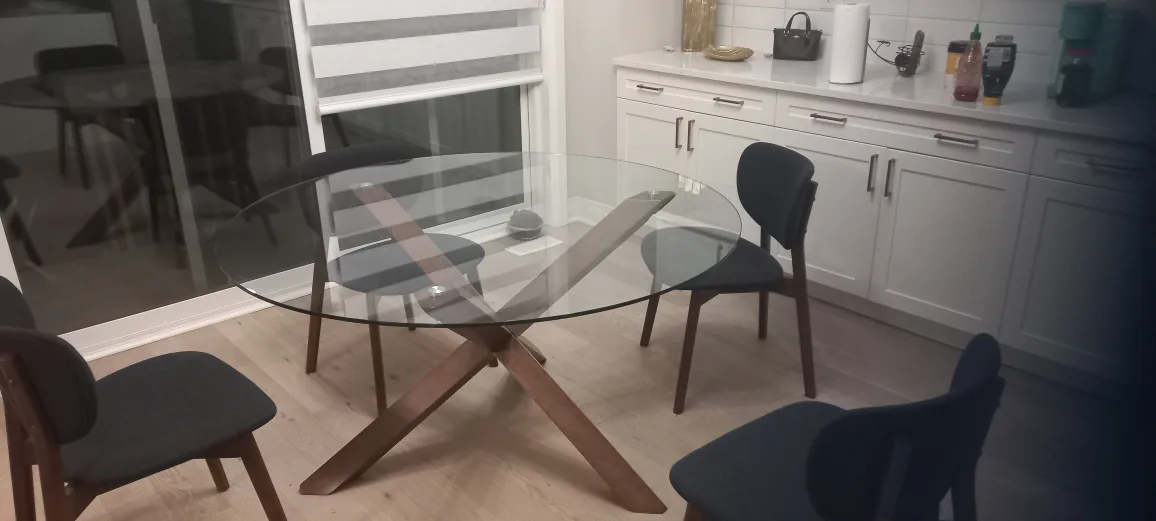 Glass Round Dining Table with 4 Chairs