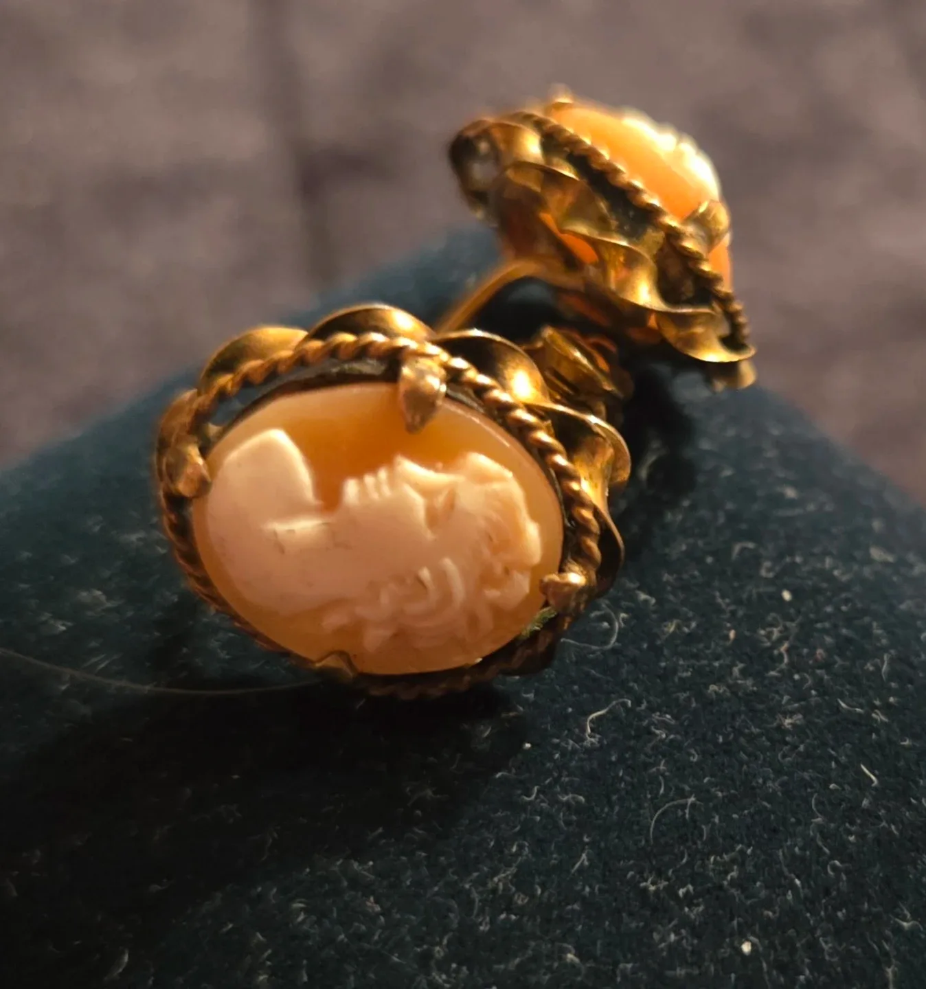 Vintage Cameo Screw-Back Earrings image indicator(4)