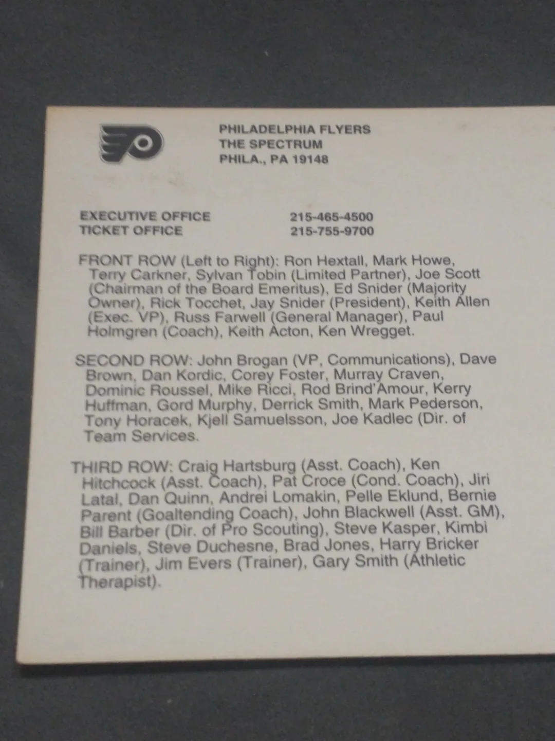 1990-91, 1991-92, 1992-92 NHL Philadelphia Flyers team postcards image indicator(5)