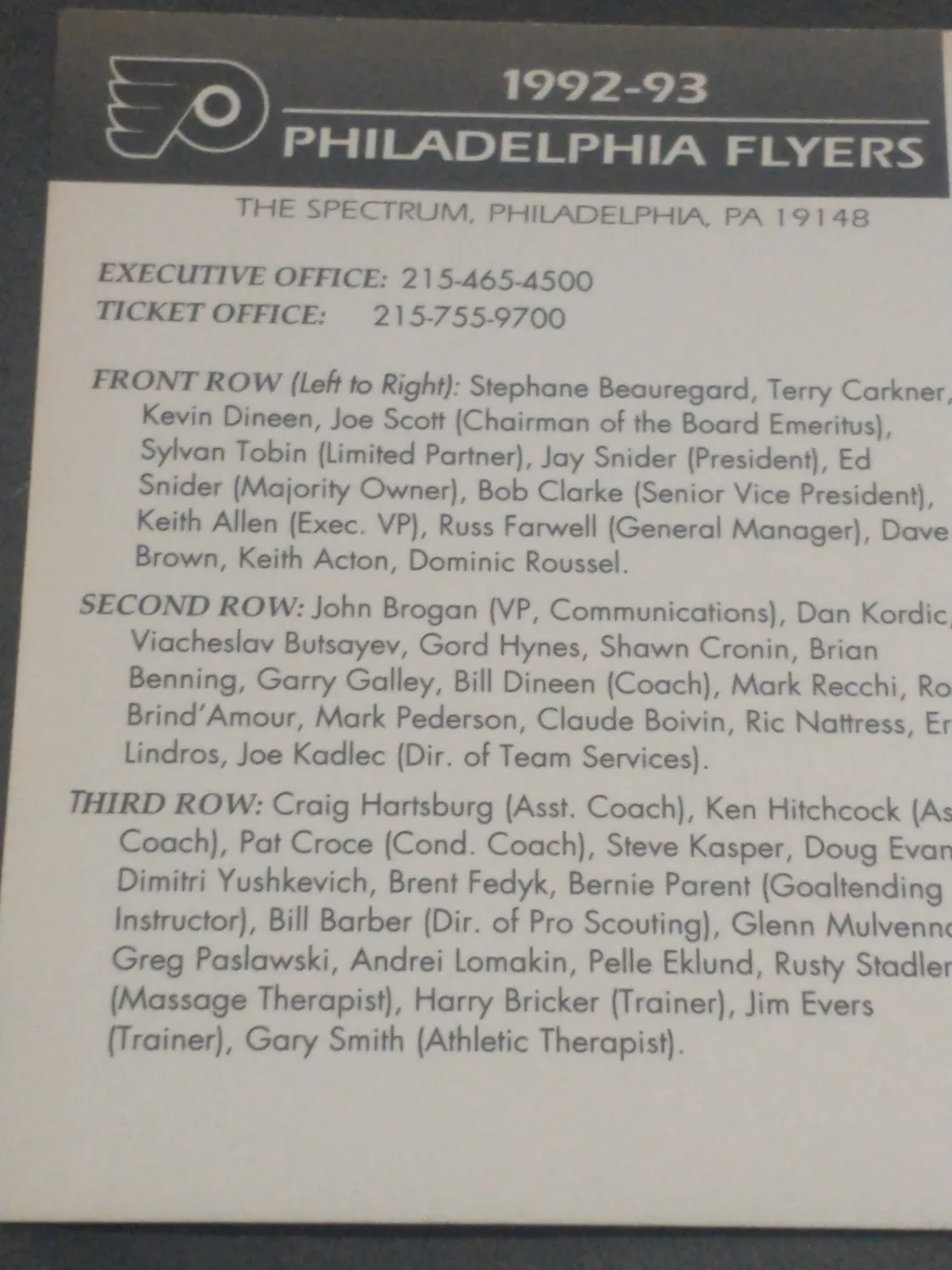 1990-91, 1991-92, 1992-92 NHL Philadelphia Flyers team postcards image indicator(7)