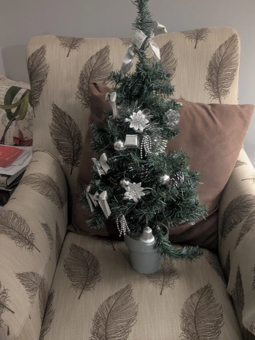 Mini Christmas Tree with Silver Ornaments