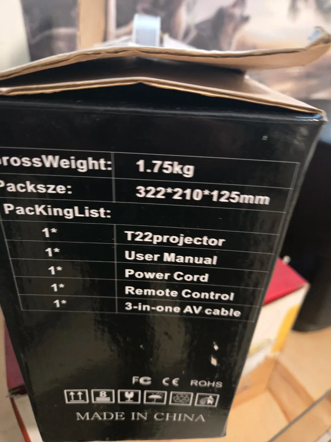 ABOX T22 Projector w/ Remote & Cables