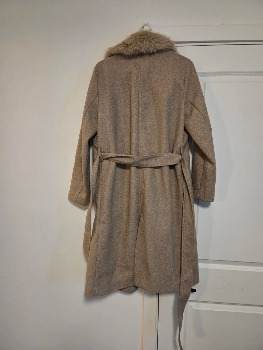 Zara Faux Fur Collar Belted Coat