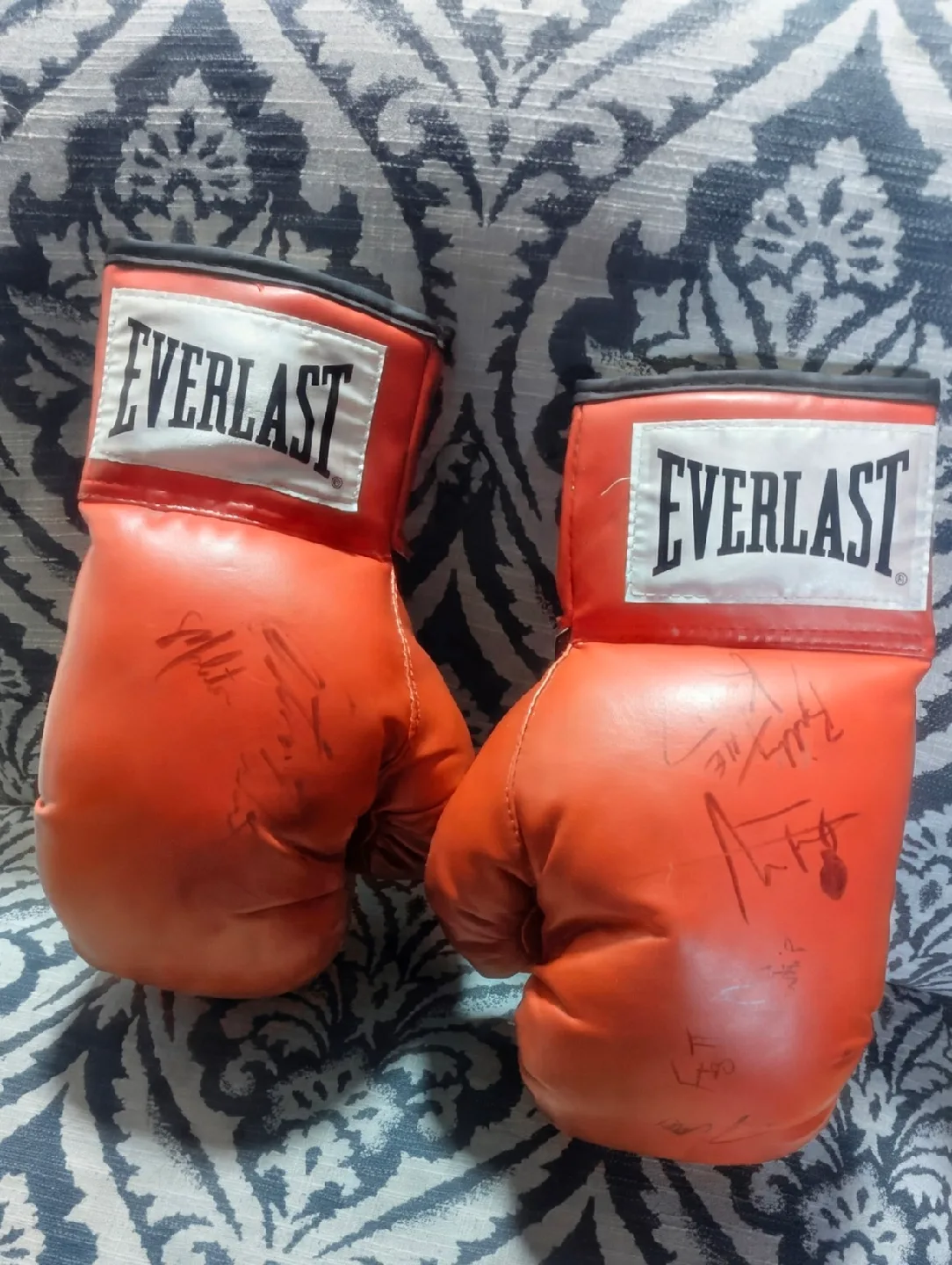 Everlast Red Boxing Gloves Autographed by Canadian boxers thumbnail