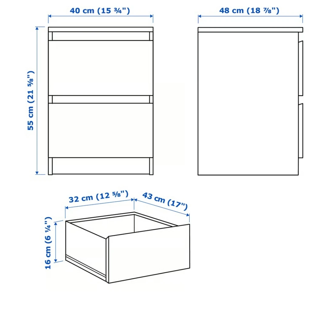 IKEA Hemnes Grey Nightstand with 2 Drawers - photo 5