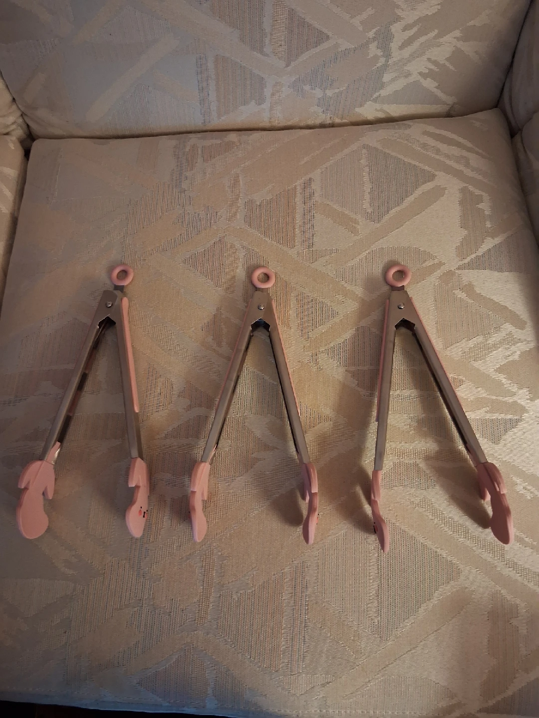 Pink Tongs - silicone and stainless steel with bunny rabbit tips