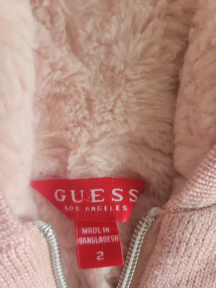 Guess Pink Sherpa-Lined Hoodie - Size 2 image indicator(2)