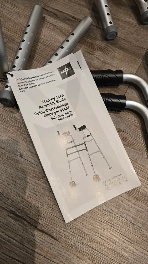 Medline Upright Folding Walker with 5" Wheels image indicator(2)