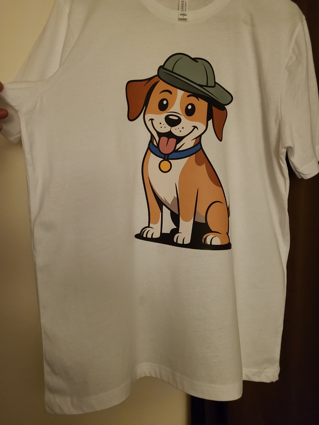 White T-shirt with Dog Graphic