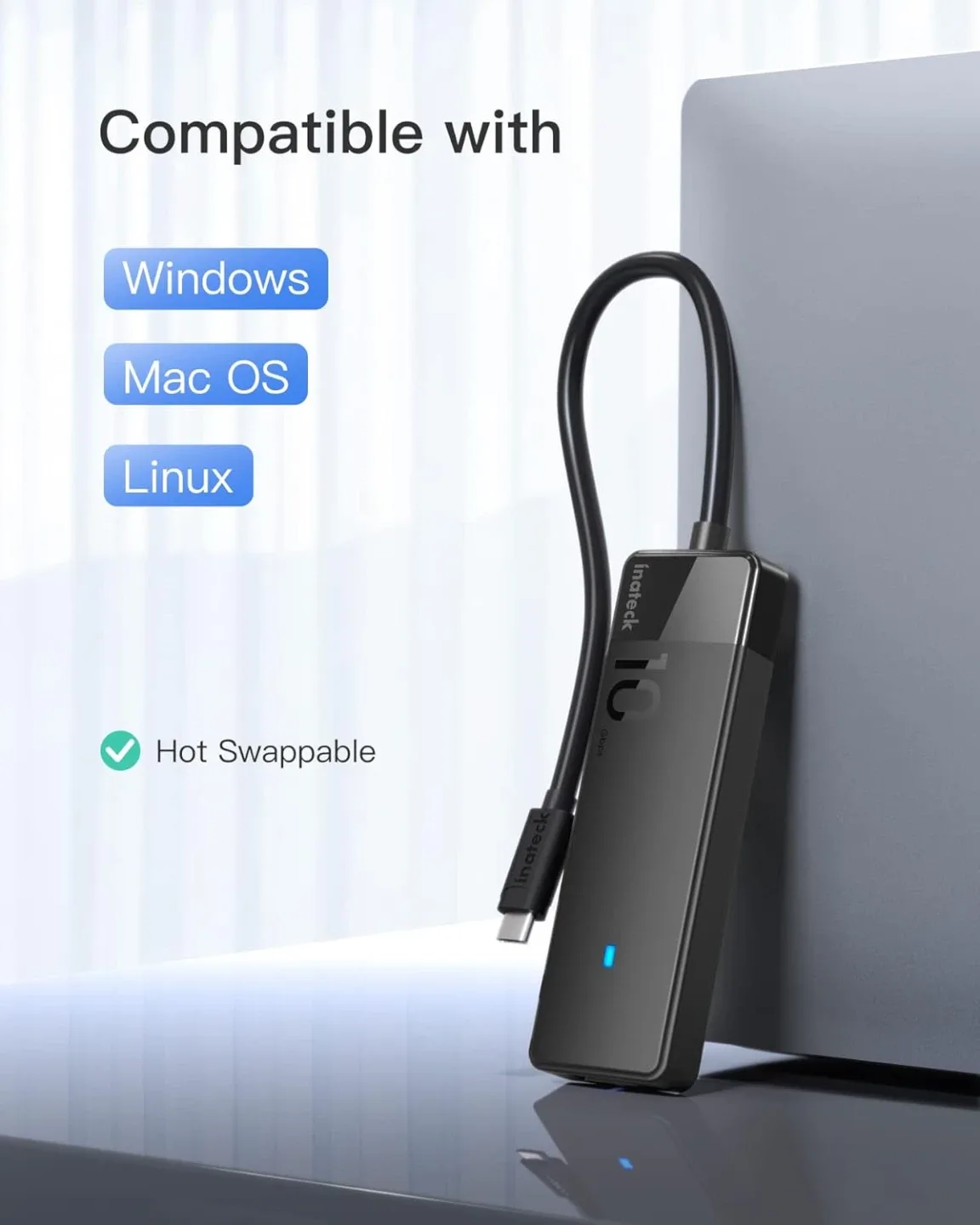 Inateck USB 3.2 Gen 2 Speed, USB C to USB Hub with 4 USB A Ports image indicator(6)