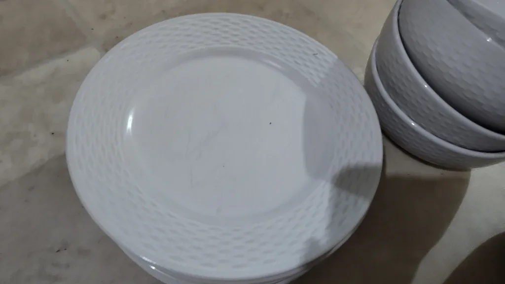 Set of 8 Heavy White Dinner Plates and Bowls and desert plates! image indicator(3)