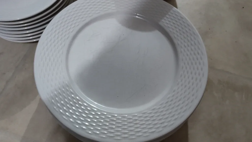 Set of 8 Heavy White Dinner Plates and Bowls and desert plates! image indicator(4)