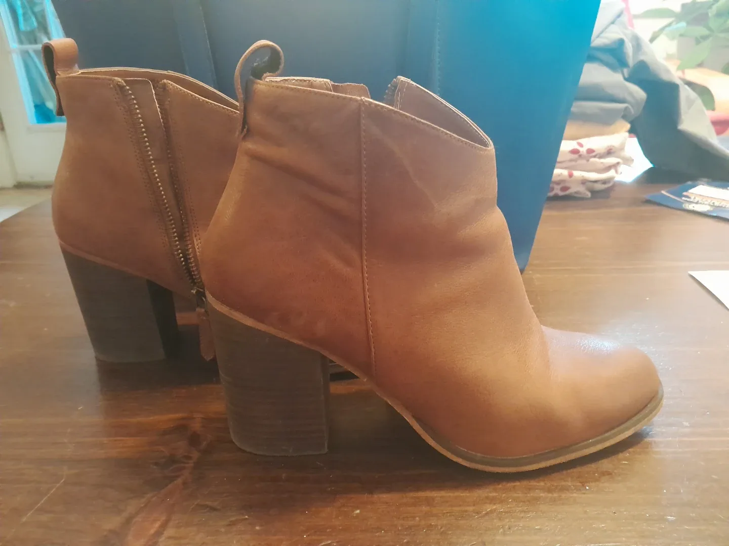 Leather ankle books (right foot slightly smaller than left)