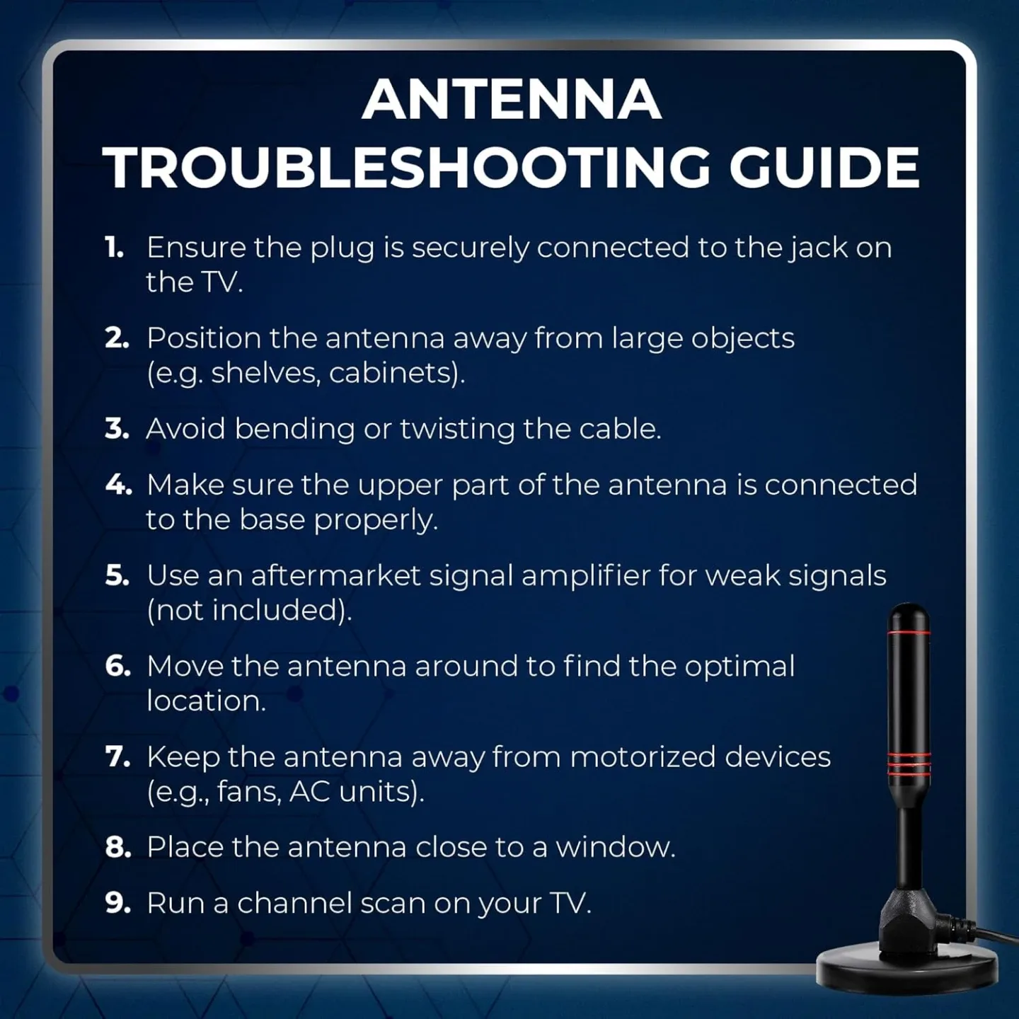 Digital HDTV Antenna - Includes Magnetic Base image indicator(9)