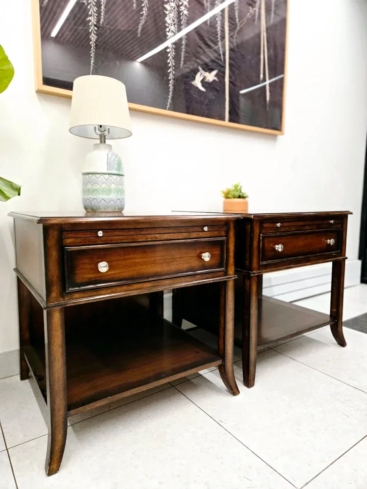 Pair Of Solid Walnut Nightstands With Single Drawer image indicator(7)
