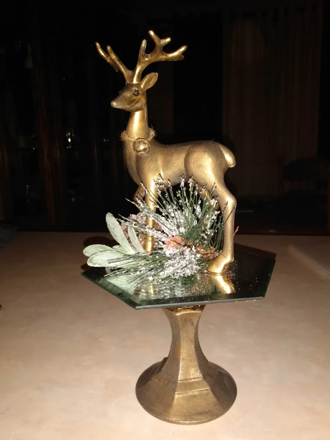 10" Decorative Reindeer on glass pedestal, great gift idea