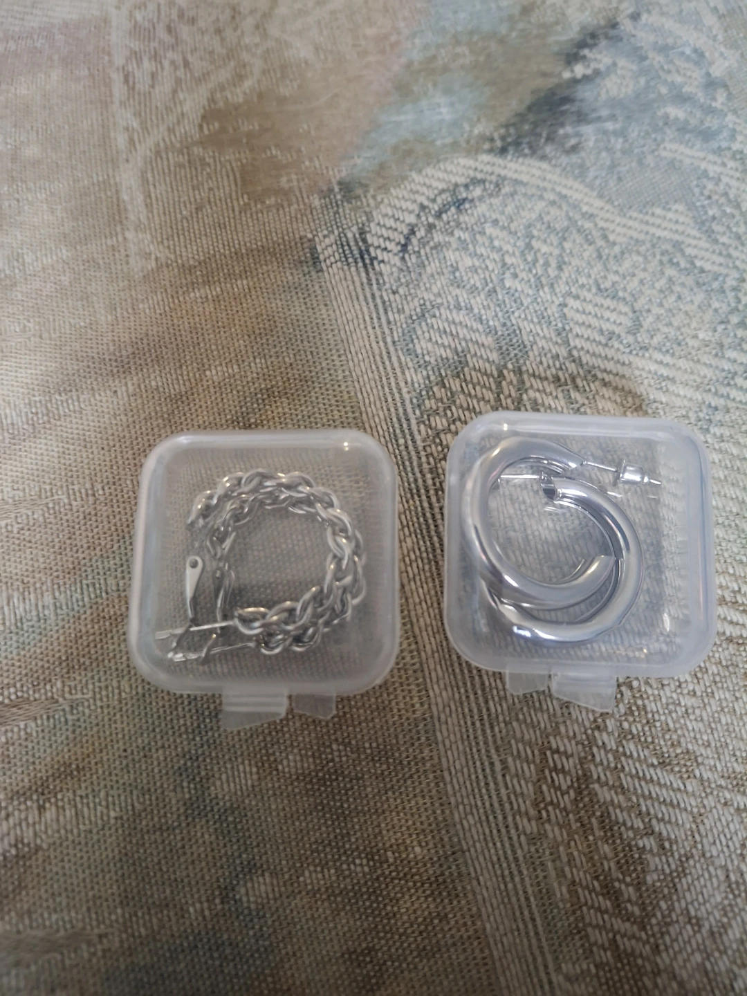 Silver Hoop & Chain Earrings Set - photo 3