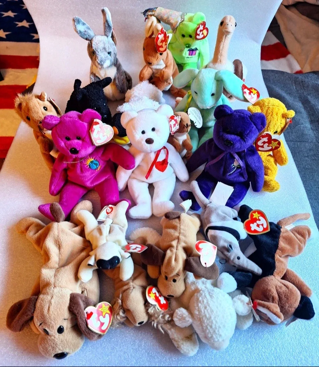Lot of  21 Vtg. TY Beanie Babies including PRINCESS, MILLENIUM +