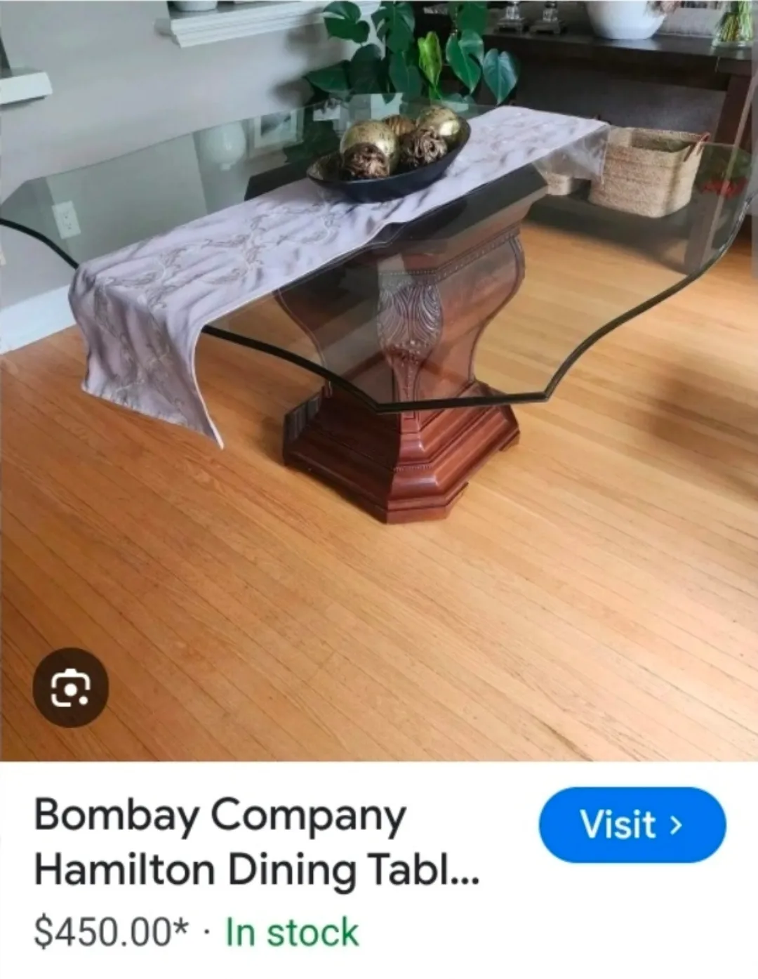 Glass Top Dining Table with Wood Base image indicator(10)