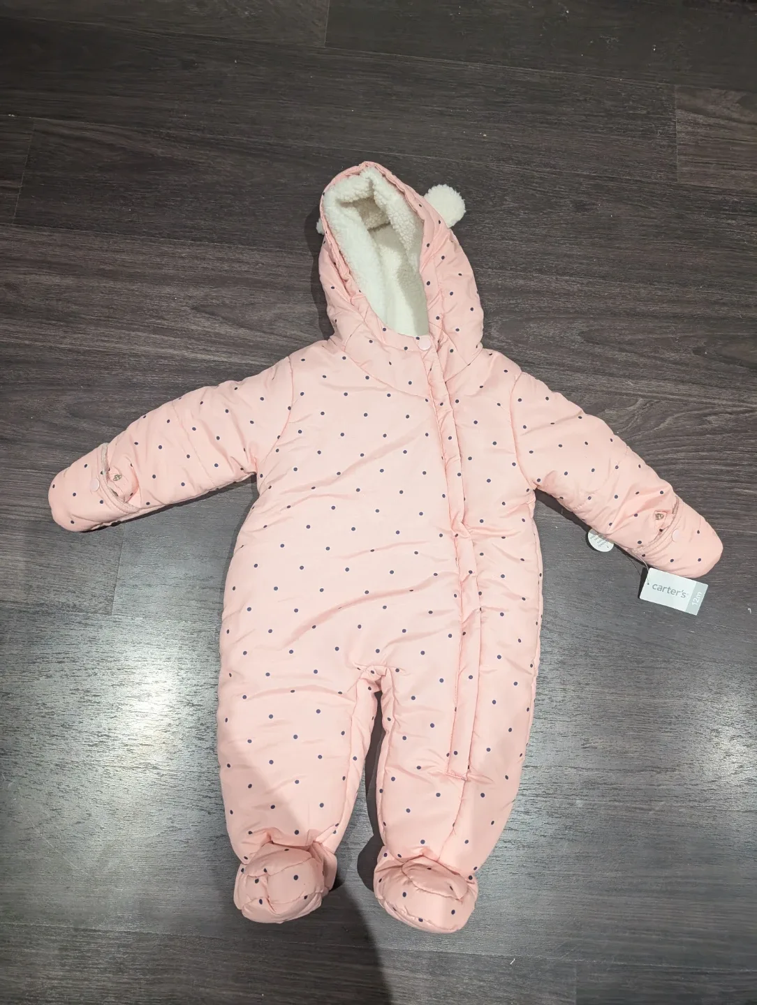 Carter's 12M Pink Polka Dot Snowsuit - New! thumbnail