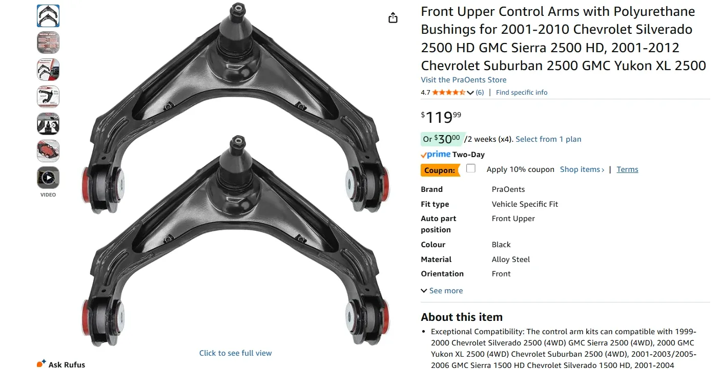 Front Upper Control Arms with Bushings for GM Chevy BNIB image indicator(2)