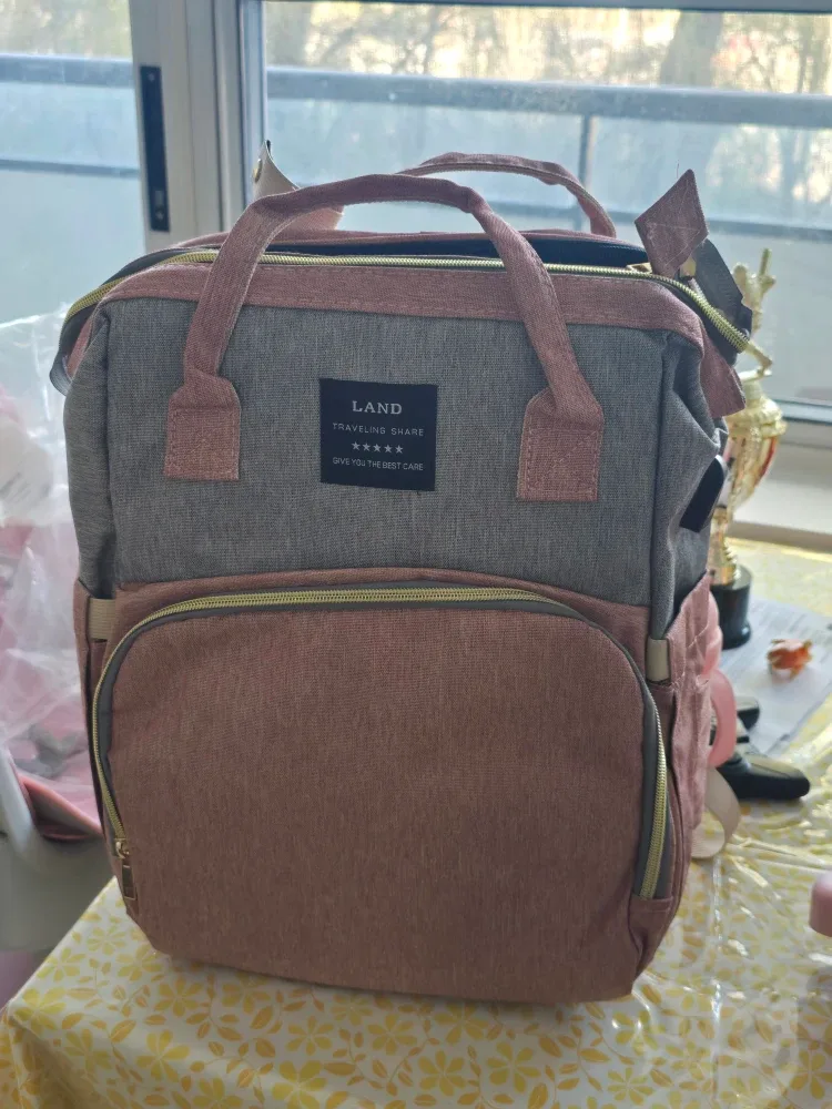 LAND Diaper Bag Backpack - Pink & Grey